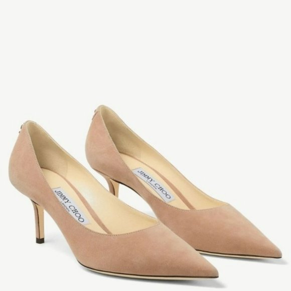 Jimmy Choo Shoes - Jimmy Choo Love 65 Ballet Pink Suede Pointed Pumps with JC Emblem -39